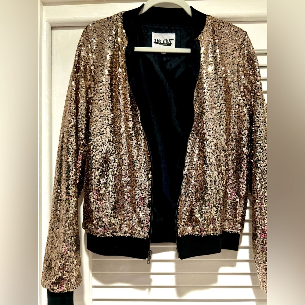 Bronze sequins Bomber Jacket - Med